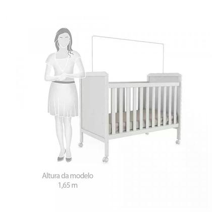 Imagem de Quarto de Bebê Completo com Guarda Roupa 3 Portas Cômoda e Berço Mini Cama 100% MDF Ciranda Móveis Peroba Branco Brilho