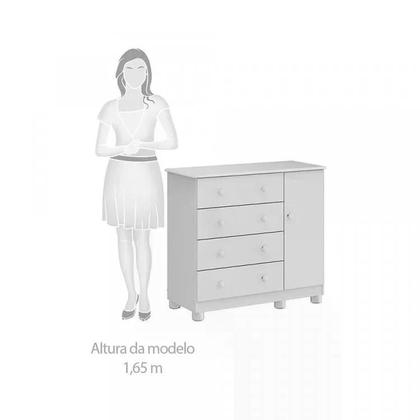 Imagem de Quarto de Bebê Completo com Guarda Roupa 3 Portas Cômoda e Berço Mini Cama 100% MDF Ciranda Móveis Peroba Branco Brilho