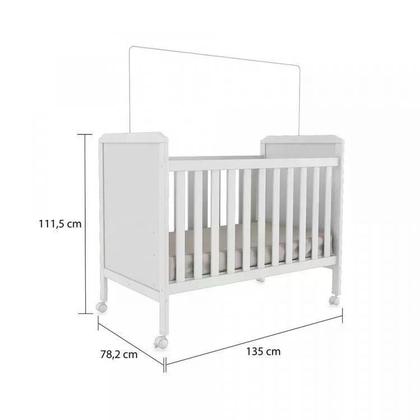 Imagem de Quarto de Bebê Completo com Guarda Roupa 3 Portas Cômoda e Berço Mini Cama 100% MDF Ciranda Móveis Peroba Branco Brilho