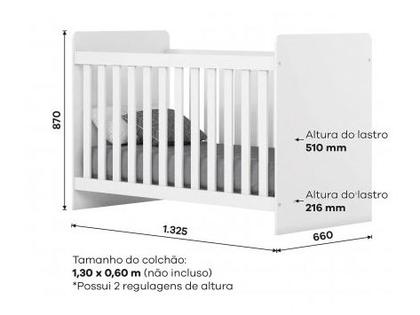Imagem de Quarto de Bebê Completo com Guarda-roupa Berço e Cômoda Henn Labirinto Branco