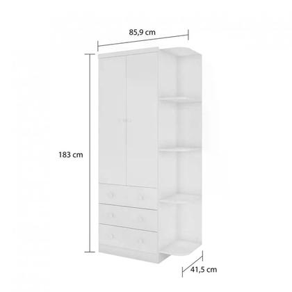 Imagem de Quarto de Bebê Completo com Guarda Roupa Cômoda e Berço Mini Cama 100% MDF Pega-Pega Móveis Peroba Branco Brilho