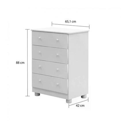 Imagem de Quarto de Bebê Completo com Guarda Roupa Cômoda e Berço Mini Cama 100% MDF Pega-Pega Móveis Peroba Branco Brilho