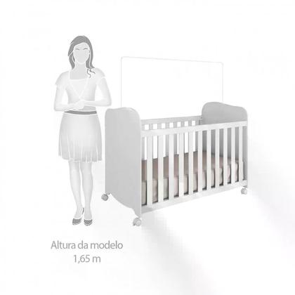 Imagem de Quarto de Bebê Completo com Guarda Roupa Cômoda e Berço Mini Cama 100% MDF Pega-Pega Móveis Peroba Branco Brilho