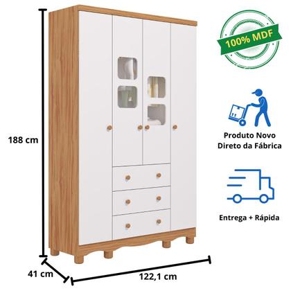 Imagem de Quarto de Bebê Completo com Guarda Roupa Uli 4 Portas Cômoda Uli 4 Gavetas