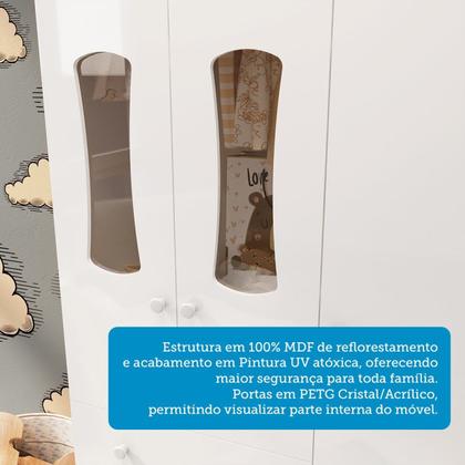 Imagem de Quarto de Bebê Completo com Guarda Roupas 3 Portas Cômoda e Berço com Rodizio 100% Mdf Lana Espresso Branco Brilho