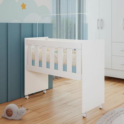 Imagem de Quarto De Bebê Completo Com Moises E Colchão Guarda Roupa 4 Portas 2 Gavetas Cômoda 4 Gavetas 1 Porta Trocador Branco