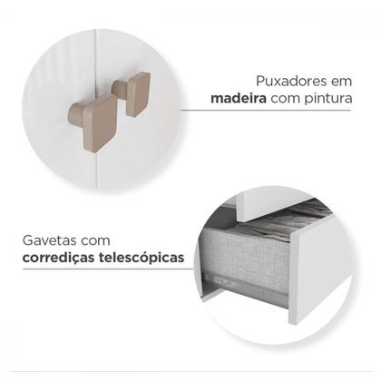 Imagem de Quarto de Bebê Completo Confete 1 Porta 3 Gavetas Branco/Jequitibá - Henn