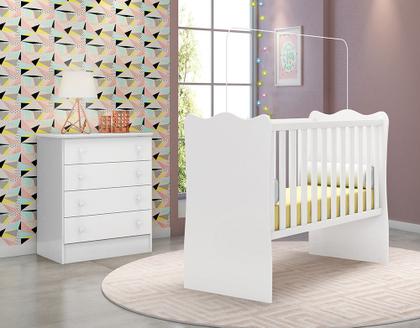 Imagem de Quarto De Bebê Completo Doce Sonho Branco Com Colchão Qmovi