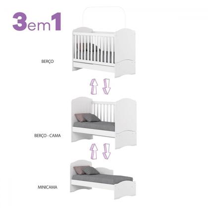 Imagem de Quarto de Bebê Completo Doha 2 Portas 8 Gavetas com Espelho Branco - Henn