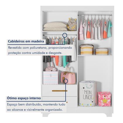 Imagem de Quarto de Bebê Completo Gêmeos com Guarda-roupa, 2 Berços e Cômoda Gael