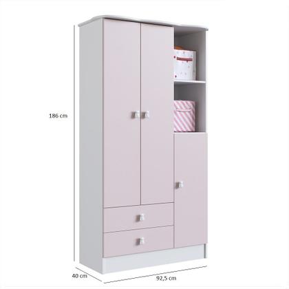 Imagem de Quarto de Bebê Completo Guarda Roupa 3 Portas 2 Gavetas com Berço Arco-Íris