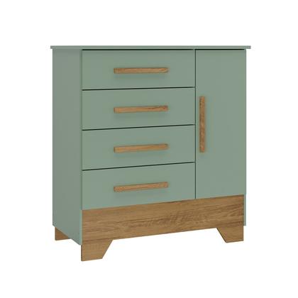 Imagem de Quarto de Bebê Completo Guarda Roupa 4 Portas 2 Gavetas com Cômoda e Berço Lily Espresso Móveis