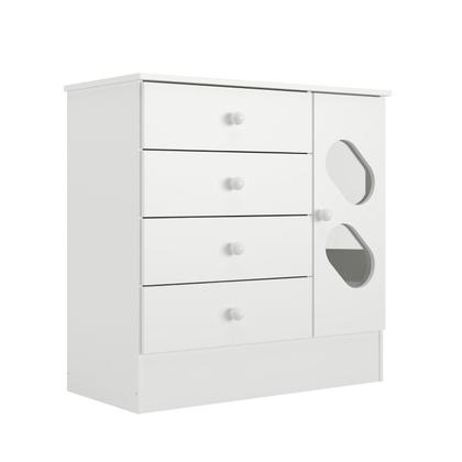 Imagem de Quarto de Bebê Completo Guarda Roupa 4 Portas 3 Gavetas com Cômoda e Berço Hera Branco