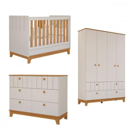 Imagem de Quarto de Bebê Completo Guarda Roupa 4 Portas Cômoda e Berço Liza Permobili