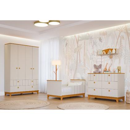Imagem de Quarto de Bebê Completo Guarda Roupa 4 Portas Cômoda e Berço Liza Permobili