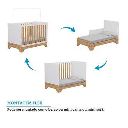 Imagem de Quarto de Bebê Completo Guarda Roupa Cômoda e Berço 3 em 1 100 MDF Popy Móveis Peroba