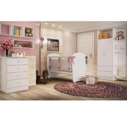 Imagem de Quarto de Bebê Completo Guarda Roupa Cômoda e Berço com Rodízio. Percasa Conjunto composto por três móveis . AZUL