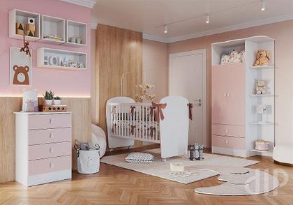 Imagem de Quarto de Bebê Completo Guarda Roupa Cômoda e Berço com Rodízio. Percasa Conjunto composto por três móveis . AZUL