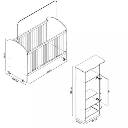 Imagem de Quarto de Bebê Completo Guarda Roupa e Berço Corijinha Percasa