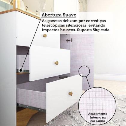 Imagem de Quarto de Bebê Completo Guarda-roupa e Cômoda e Berço 3 em 1 Minicama 100% Mdf Ravy Espresso Móveis Branco Brilho/Amêndoa