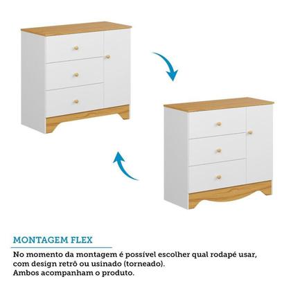 Imagem de Quarto de Bebê Completo Guarda-roupa e Cômoda e Berço 3 em 1 Minicama 100% Mdf Ravy Espresso Móveis Branco Brilho/Amêndoa