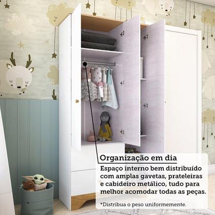Imagem de Quarto de Bebê Completo Guarda-roupa e Cômoda e Berço 3 em 1 Minicama 100% Mdf Ravy Espresso Móveis Branco Brilho/Amêndoa