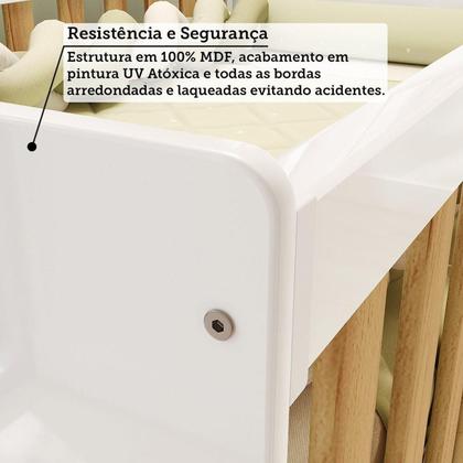 Imagem de Quarto de Bebê Completo Guarda-roupa e Cômoda e Berço 3 em 1 Minicama 100% Mdf Ravy Espresso Móveis Branco Brilho/Amêndoa