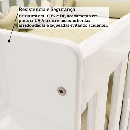 Imagem de Quarto de Bebê Completo Guarda-roupa e Cômoda e Berço 3 em 1 Minicama 100% Mdf Ravy Espresso Móveis Branco Brilho