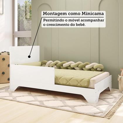 Imagem de Quarto de Bebê Completo Guarda-roupa e Cômoda e Berço 3 em 1 Minicama 100% Mdf Ravy Espresso Móveis Branco Brilho