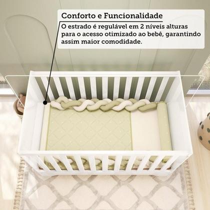 Imagem de Quarto de Bebê Completo Guarda-roupa e Cômoda e Berço 3 em 1 Minicama 100% Mdf Ravy Espresso Móveis Branco Brilho