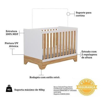 Imagem de Quarto de Bebê Completo Guarda-roupa e Cômoda e Berço Minicama 100% Mdf Ravy Espresso Móveis