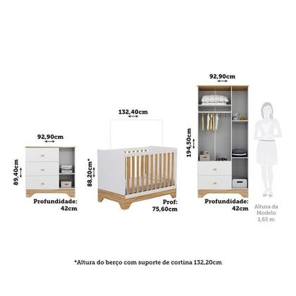 Imagem de Quarto de Bebê Completo Guarda-roupa e Cômoda e Berço Minicama 100% Mdf Ravy Espresso Móveis