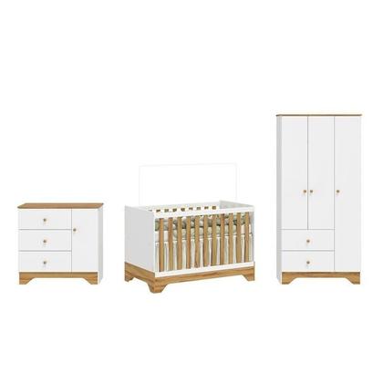 Imagem de Quarto de Bebê Completo Guarda-roupa e Cômoda e Berço Minicama 100% Mdf Ravy Espresso Móveis