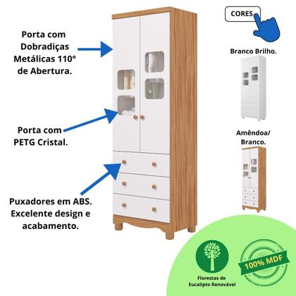 Imagem de Quarto de Bebê Completo Guarda Roupa Uli 2 Portas Cômoda Uli MDF