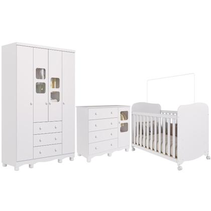 Imagem de Quarto de Bebê Completo Guarda Roupa Uli 4 Portas 3 Gavetas Berço Americano Uli Cômoda Uli 4 Gavetas 1 Porta