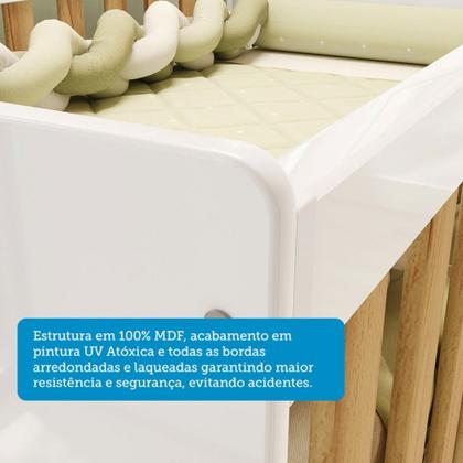 Imagem de Quarto de Bebê Completo Isadora 100% Mdf 1 Porta 3 Gavetas Branco/Amêndoa - Pnr Móveis