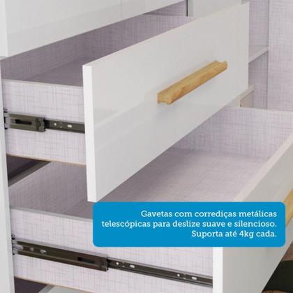 Imagem de Quarto de Bebê Completo Isadora 100% Mdf 1 Porta 3 Gavetas Branco/Amêndoa - Pnr Móveis