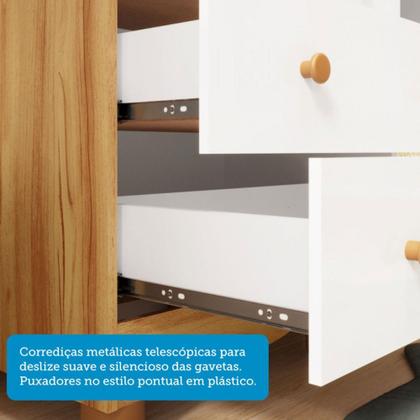 Imagem de Quarto de Bebê Completo Junior Uli 3 Portas 7 Gavetas 100% Mdf Branco Brilho/Amêndoa - Móveis Peroba