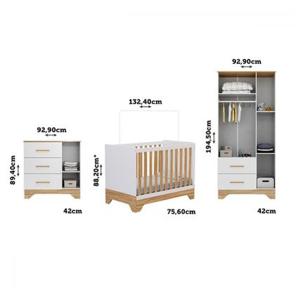 Imagem de Quarto de Bebê Completo Lili 100% Mdf 4 Portas 5 Gavetas Branco/Amêndoa - Pnr Móveis