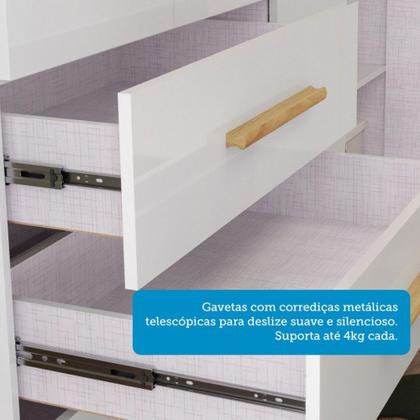 Imagem de Quarto de Bebê Completo Lili 100% Mdf 4 Portas 5 Gavetas Branco/Amêndoa - Pnr Móveis