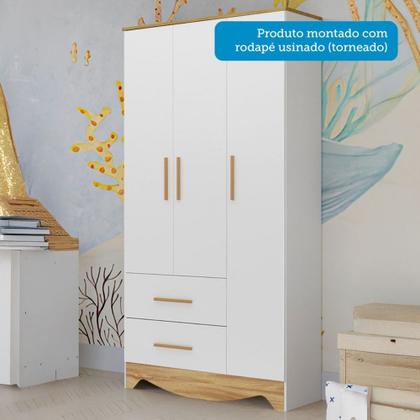 Imagem de Quarto de Bebê Completo Lili 100% Mdf 4 Portas 5 Gavetas Branco/Amêndoa - Pnr Móveis