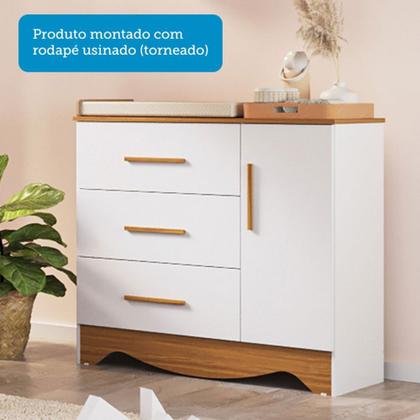 Imagem de Quarto de Bebê Completo Lili 100% Mdf 4 Portas 5 Gavetas Branco/Amêndoa - Pnr Móveis