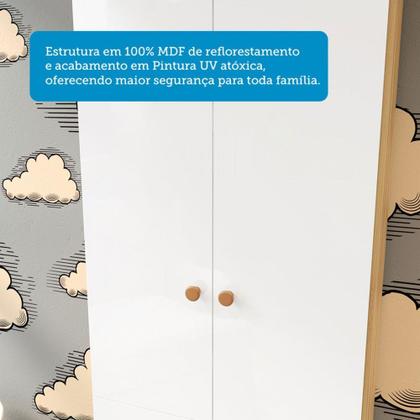 Imagem de Quarto de Bebê Completo Lorenzo 100% Mdf 2 Portas 6 Gavetas Branco Brilho/Amêndoa - Pnr Móveis
