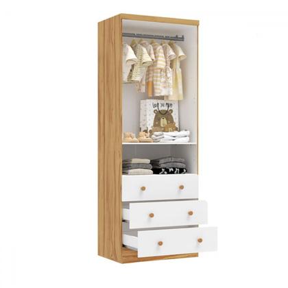 Imagem de Quarto de Bebê Completo Lorenzo 100% Mdf 2 Portas 6 Gavetas Branco Brilho/Amêndoa - Pnr Móveis