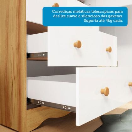 Imagem de Quarto de Bebê Completo Lorenzo 100% Mdf 2 Portas 6 Gavetas Branco Brilho/Amêndoa - Pnr Móveis