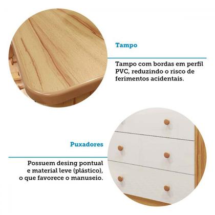 Imagem de Quarto de Bebê Completo Lorenzo 100% Mdf 2 Portas 6 Gavetas Branco Brilho/Amêndoa - Pnr Móveis