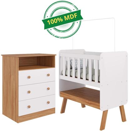 Imagem de Quarto de Bebê Completo Mini Berço Faura Gaveteiro Smim 100% MDF