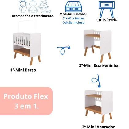 Imagem de Quarto de Bebê Completo Mini Berço Faura Gaveteiro Smim 100% MDF