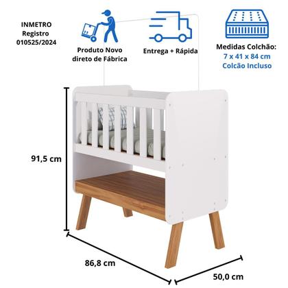 Imagem de Quarto de Bebê Completo Mini Berço Faura Gaveteiro Smim 100% MDF