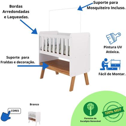 Imagem de Quarto de Bebê Completo Mini Berço Faura Guarda Roupa Uli 2 Portas 3 Gavetas 100% MDF
